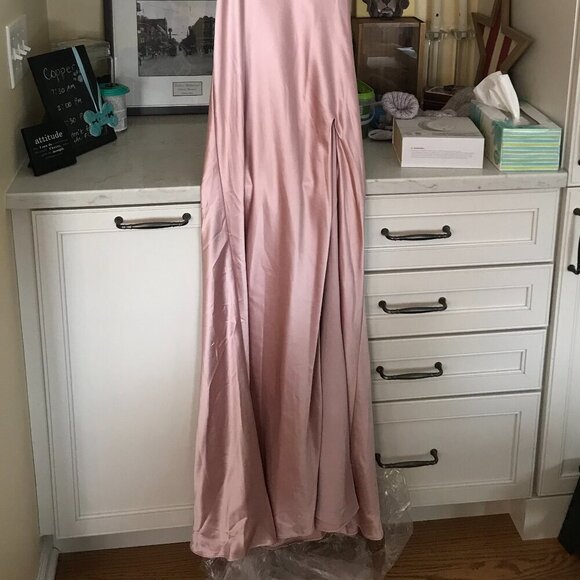 NWT La Femme 27010 Satin Prom Dress Pink Size 6 - Picture 7 of 12